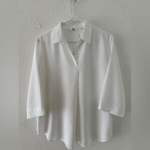 Uniqlo Rayon Skipper Collar Blouse 3/4 sleeve - white